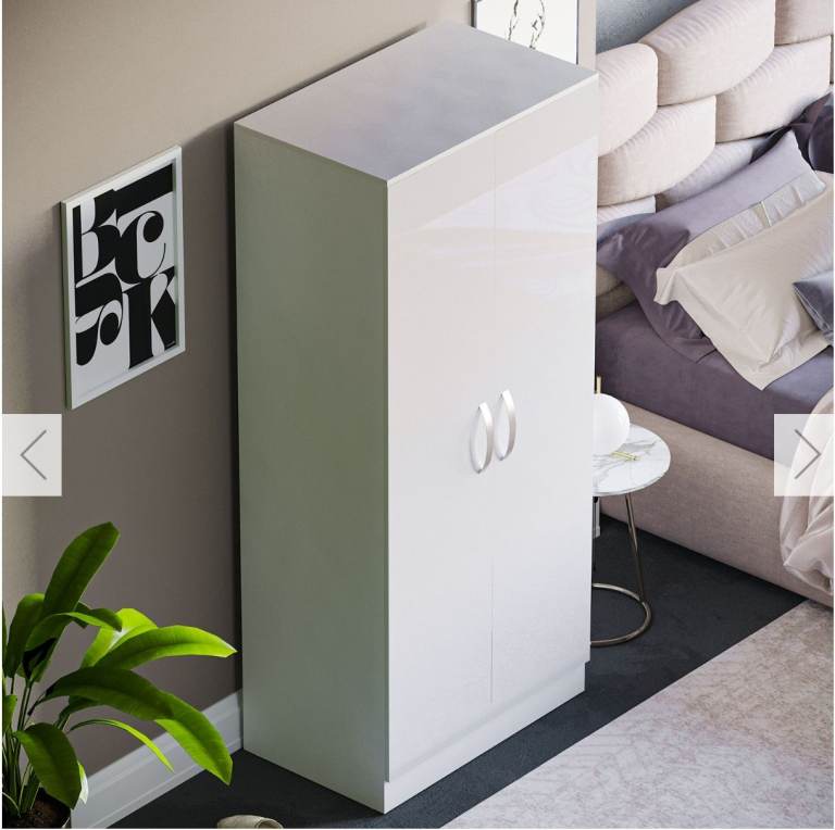 image for Wardrobe (H)1700mm (W)760mm (D)530mm, white gloss
