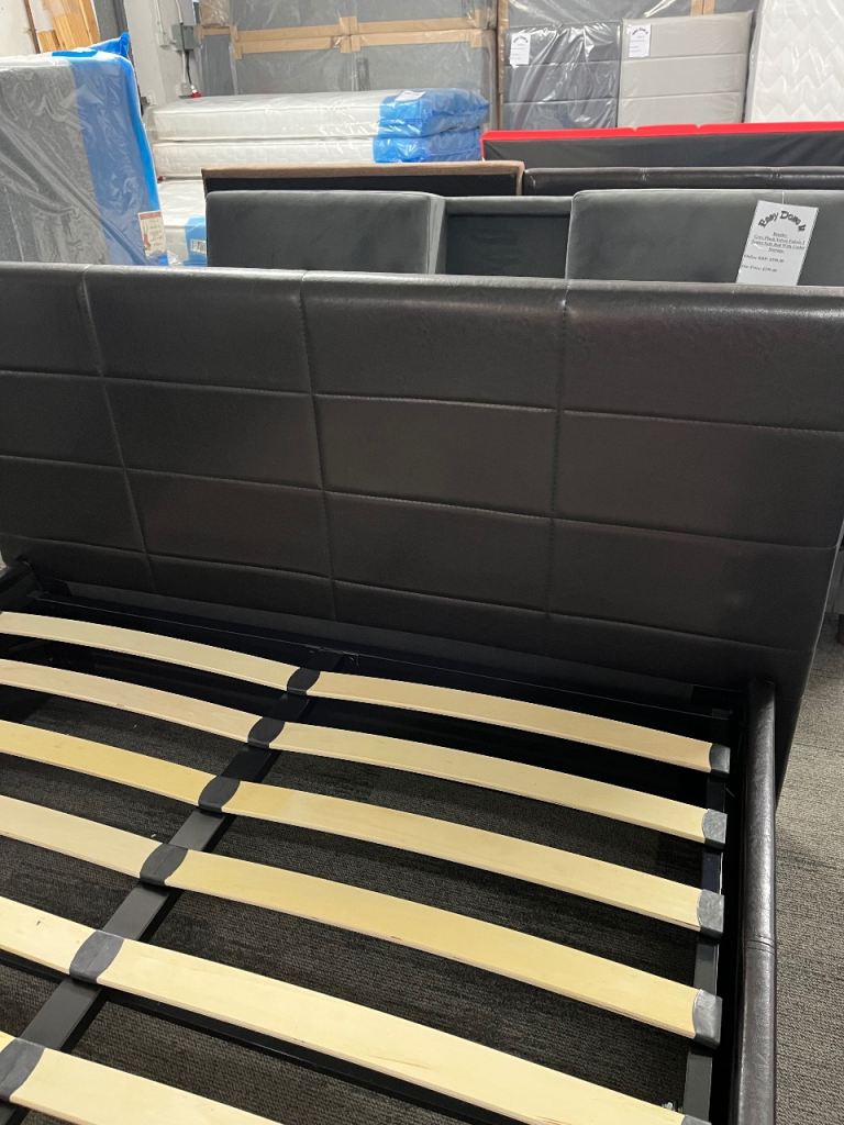 Chocolate Brown Faux Leather Double Ottoman Bed Frame 