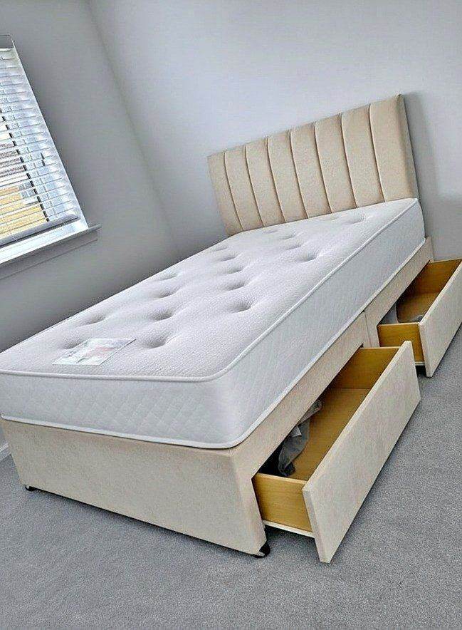 🚚Hot Sale King Size Divan Bed Set – Storage Options + Headboard + Quality Mattress💎 Free Delivery