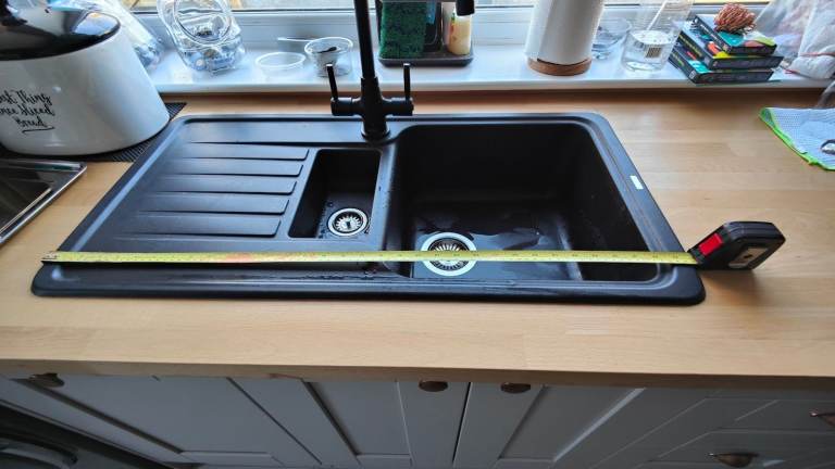 BLANCO Favos 6S 1.5 bowl sink and drainer. Black. Used.