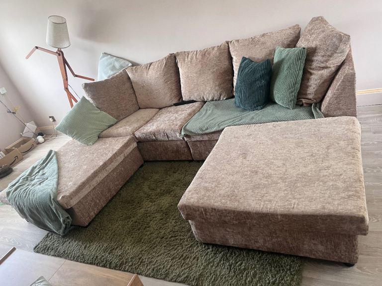 U shape mink chenille sofa .