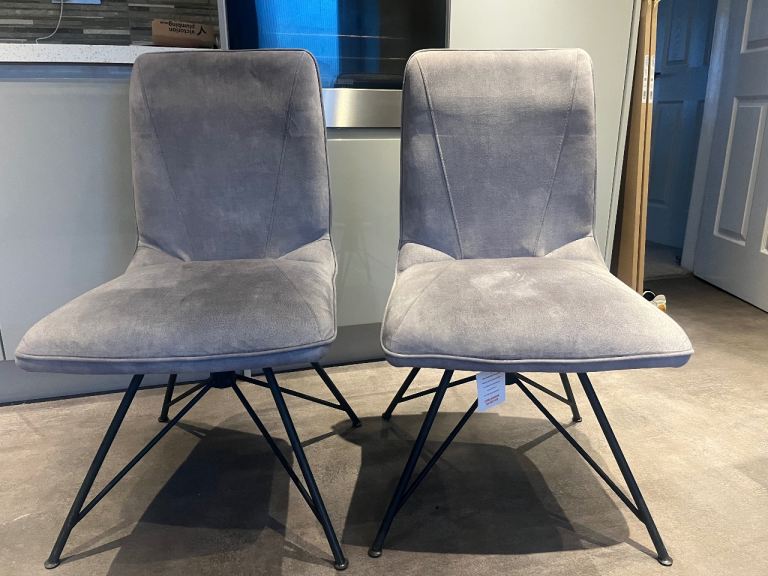 Light grey swivel dining chairs  x 2