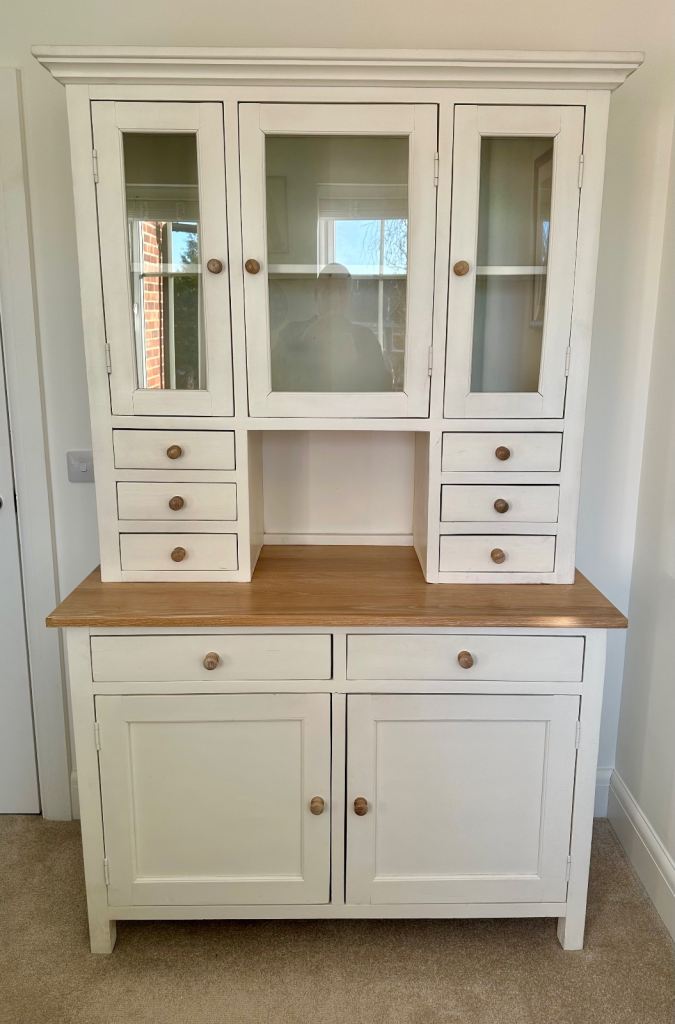 Large white wooden 2 part dresser