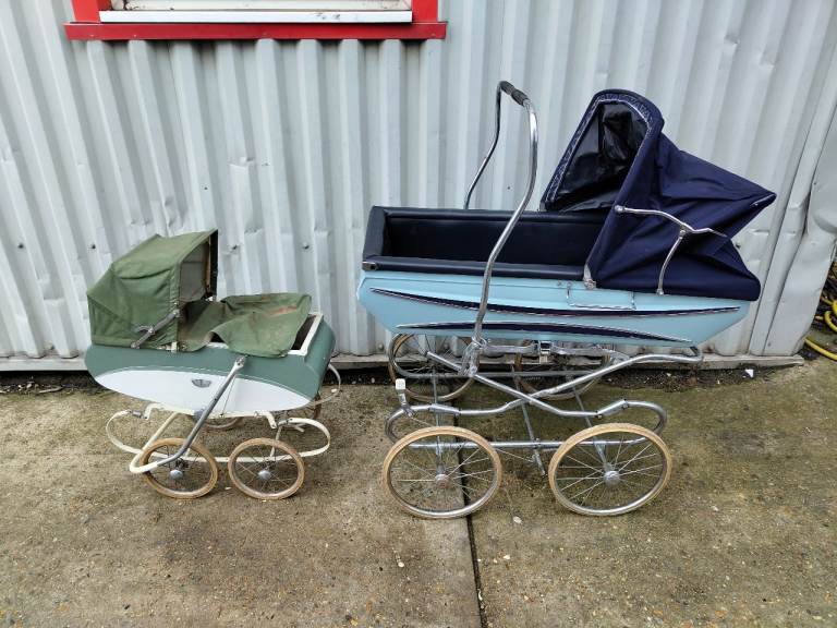 2 x vintage silver cross pram 