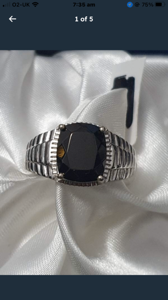 Size V Mens Shungite Ring Size V Silver 925 Platinum Overlay New 