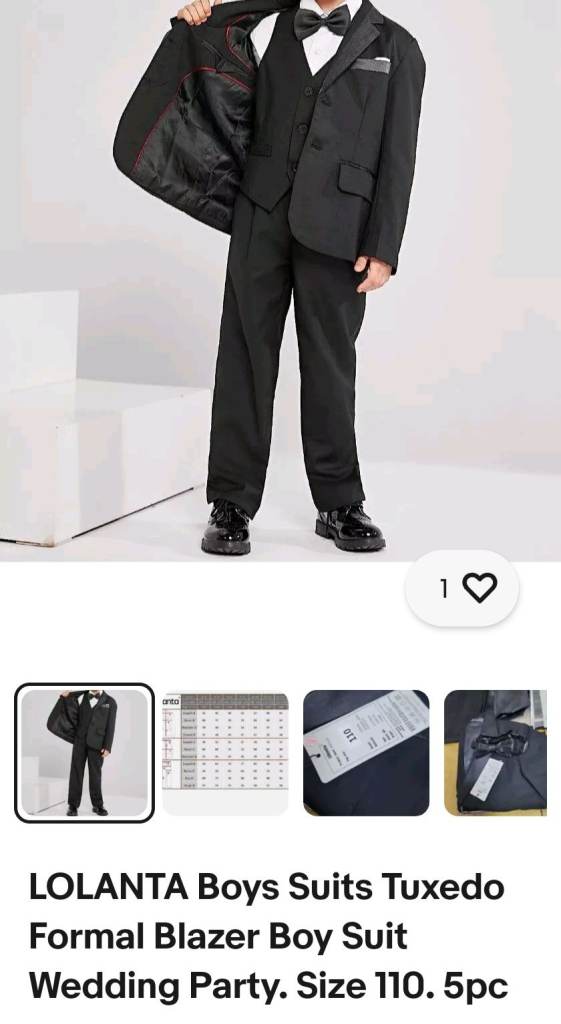 LOLANTA Boys Suits Tuxedo Formal Blazer Boy Suit Wedding Party. Size 110. 5pc