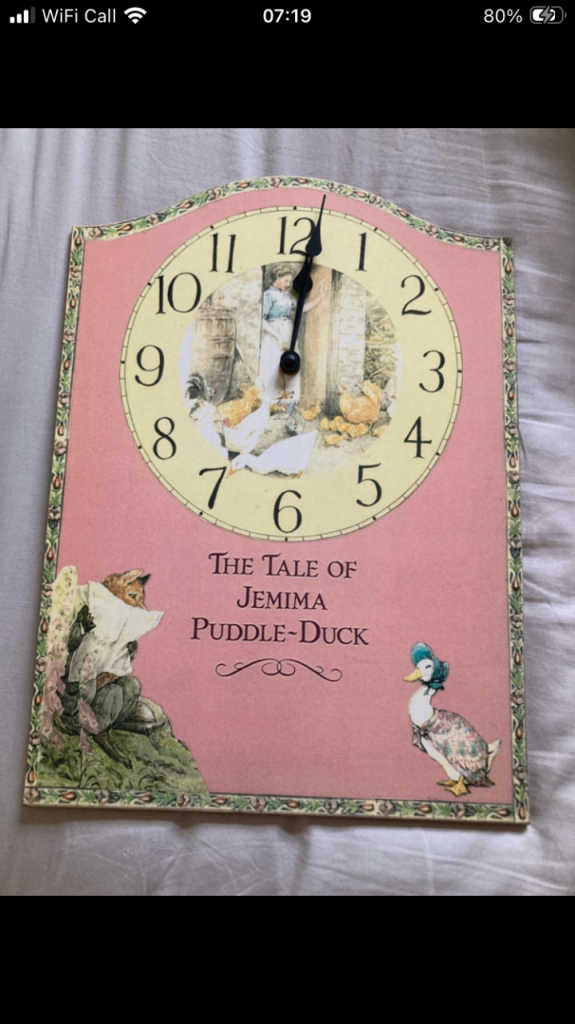 Vintage 90s Beatrix Potter Jemima Puddle-Duck Wall Clock