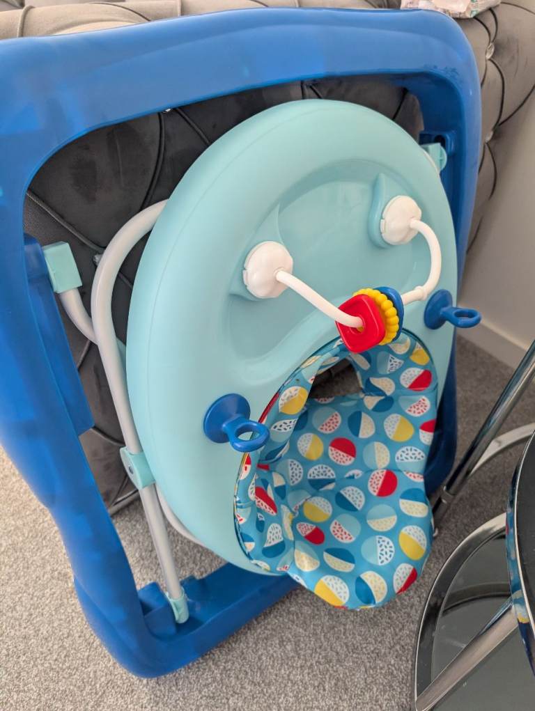 Blue Baby Walker with Toys – Good Condition