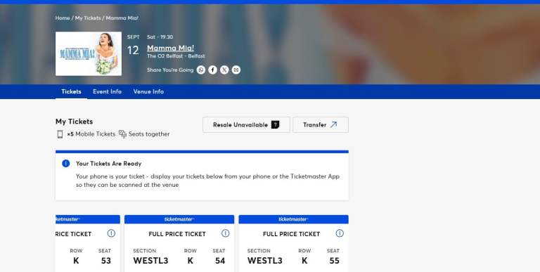 One Mamma Mia! Musical Ticket - 12th September 2026 Show