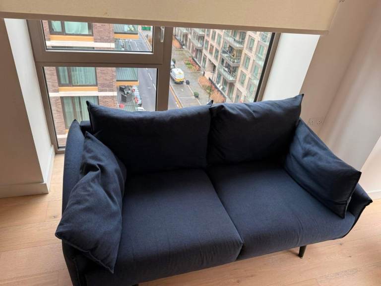 Ikea 2 Seater Sofa-Navy Blue