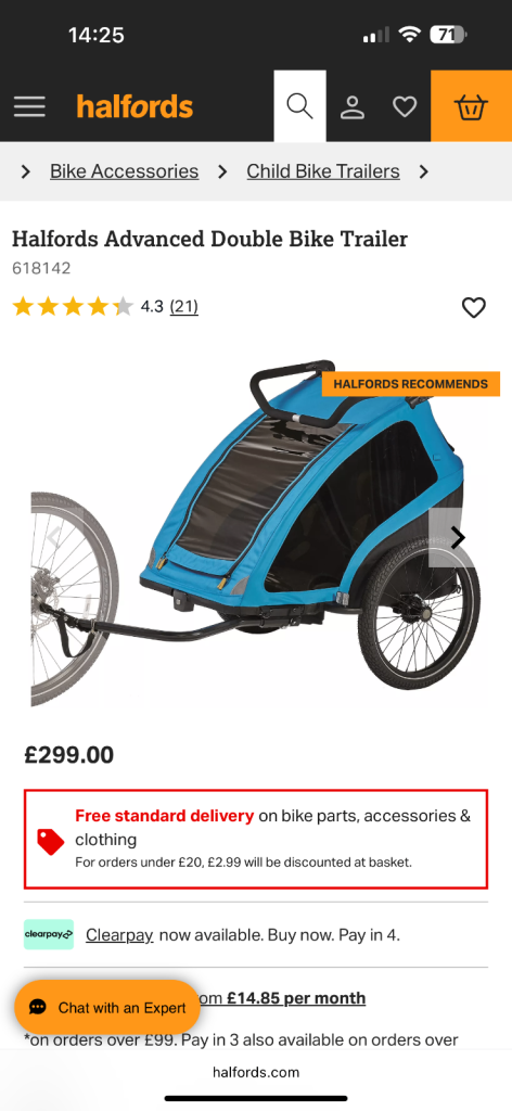 Halfords Advanced Double bike trailer come stroller