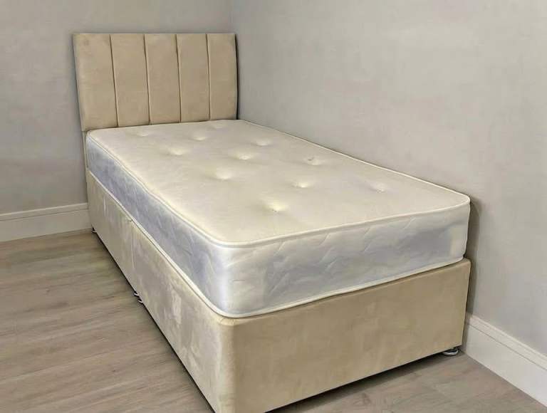 Brand New Single Panel Divan Bed with Storage Drawers & Mattress - Cash on Delivery