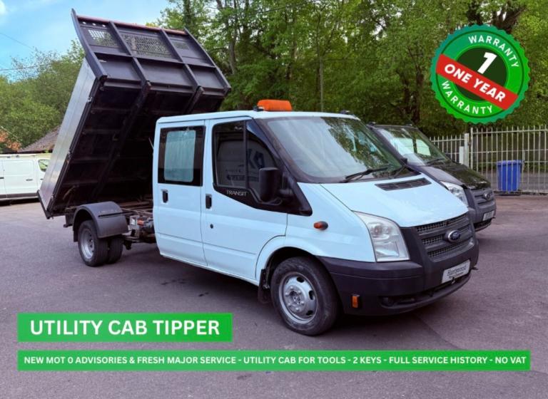 2012 FORD TRANSIT TIPPER 2.2L DIESEL WHITE MANUAL TIPPER - UTILITY CAB - 128K 