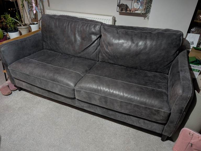 Barker & Stonehouse Grey Leather Sofa's