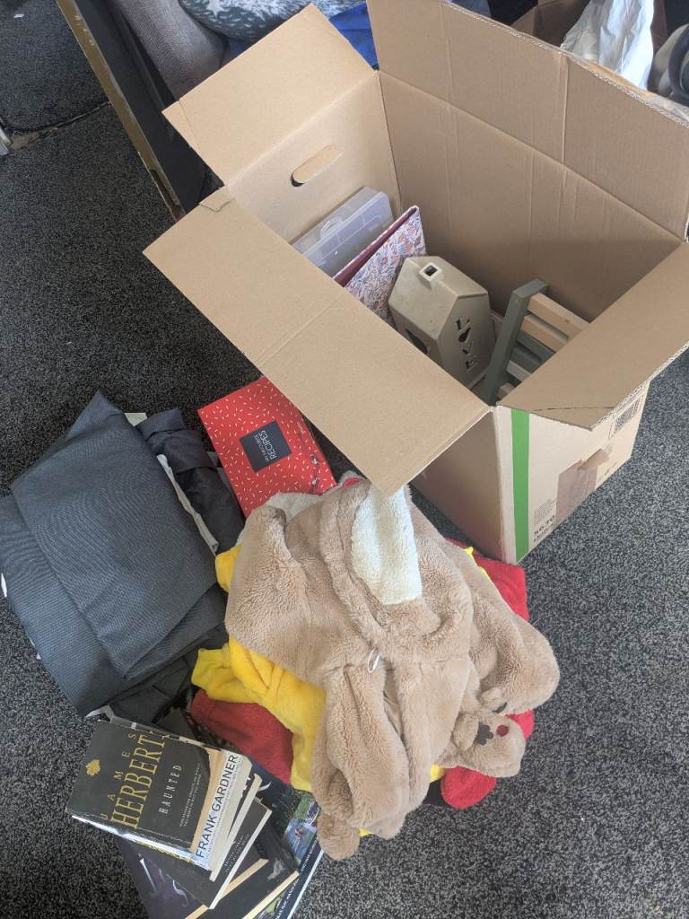 Box of Various Books and Household Items