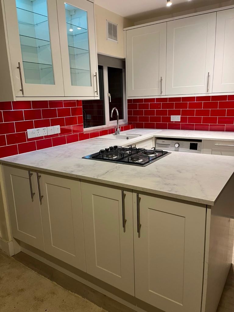 Kitchen Units, Hob and Oven, White worktop-  Great condition 