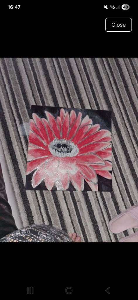Red Flower Painting – Wall Art, Good Condition