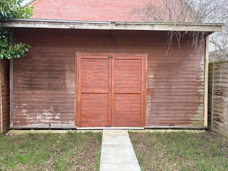 Large Wooden Garden Shed with Double Doors – Fair Condition