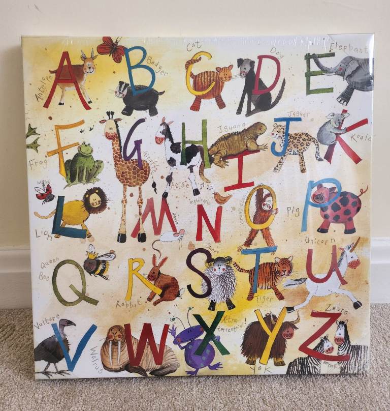Alex Clark Square Canvas Animal Alphabet 30cm x 30cm - Brand new