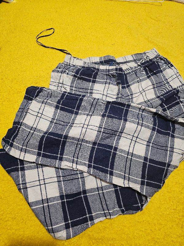 Women's Blue and White Plaid Pyjama Bottoms - Good Condition