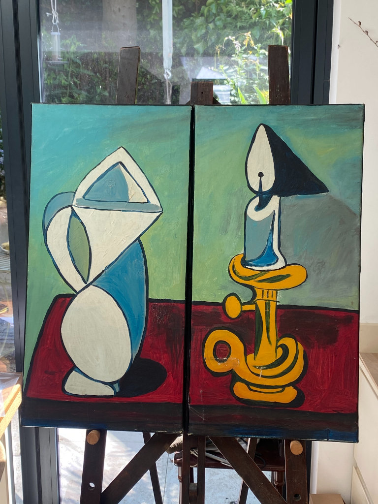 Two original oil on canvas  abstract paintings