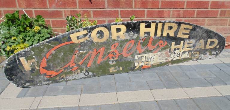 (#874) breweriana pub ansells / for hire metal advertising sign (Pick up only, Dy4 area)