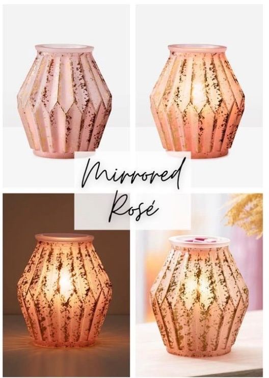 Mirrored Rose Scentsy warmer and wax bar 
