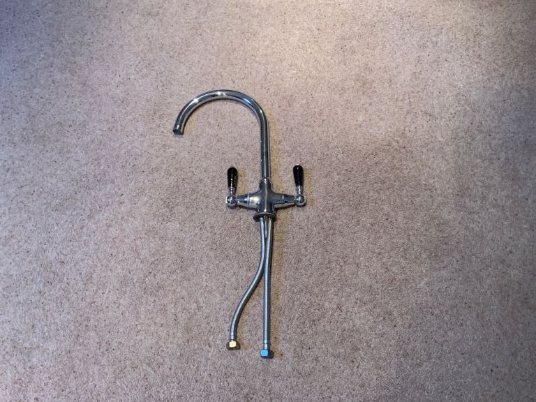 Chrome Kitchen Mixer Tap with Black Handles – Good Condition
