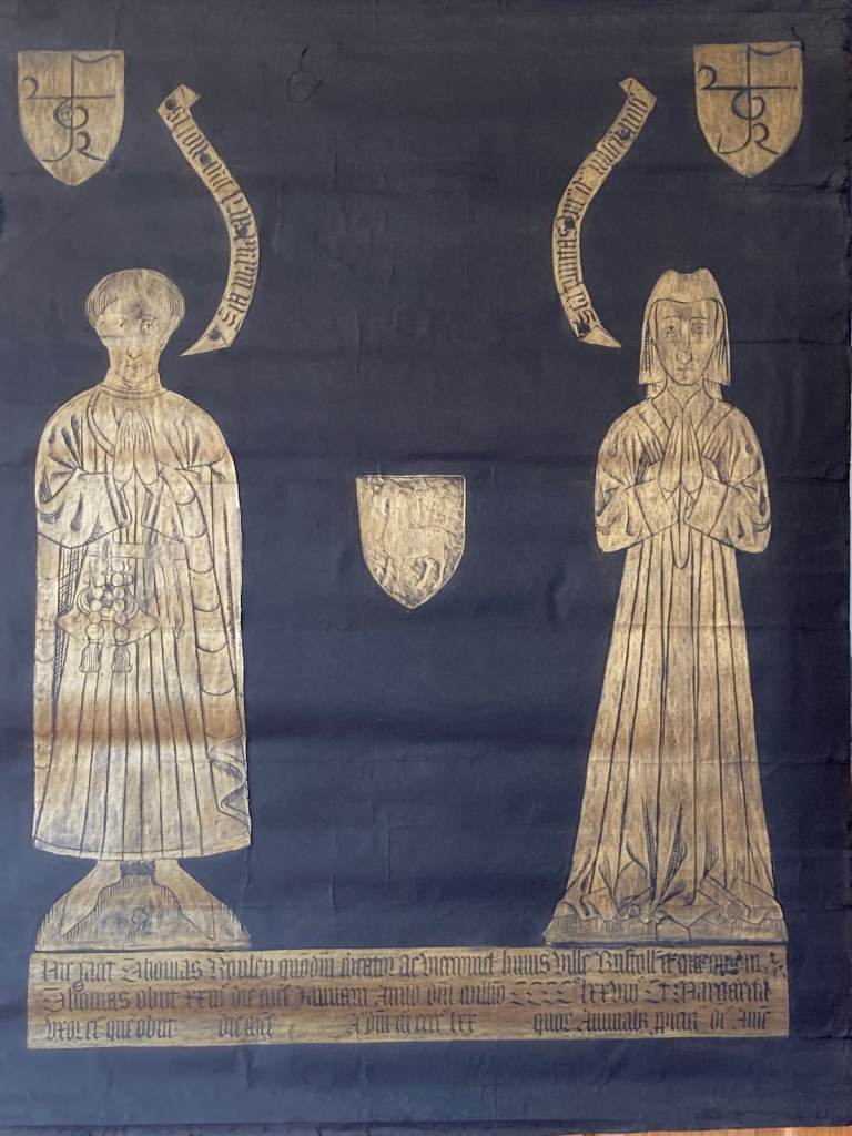 Original Gold on Black Brass Rubbing 43.25 x 33in 110 x 84cm