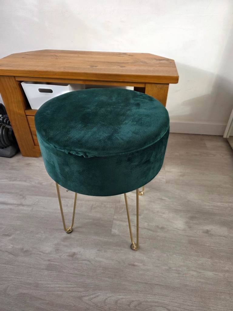 emerald green velvet stool with storage 