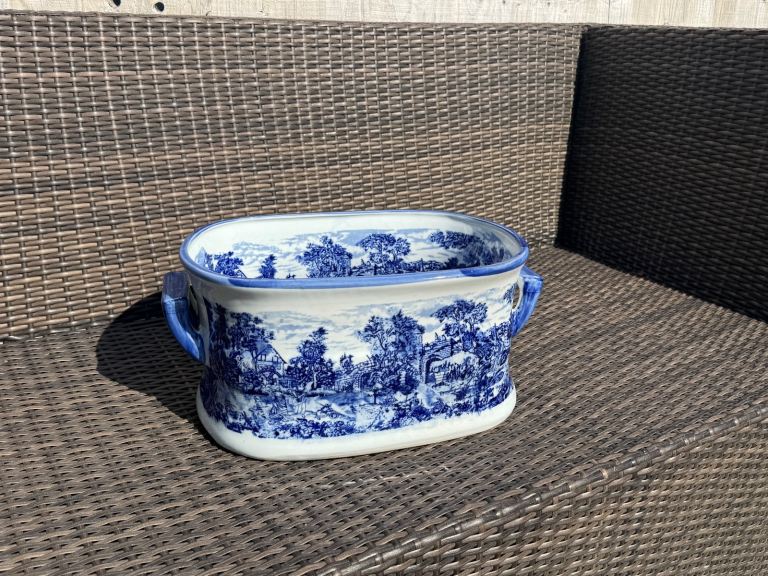 Blue and White Vintage Footbath