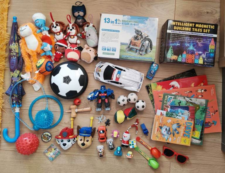 Various toys and books for kids