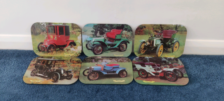 6 vintage car placemats
