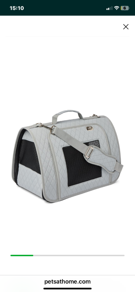 Grey quilted pet carrier 