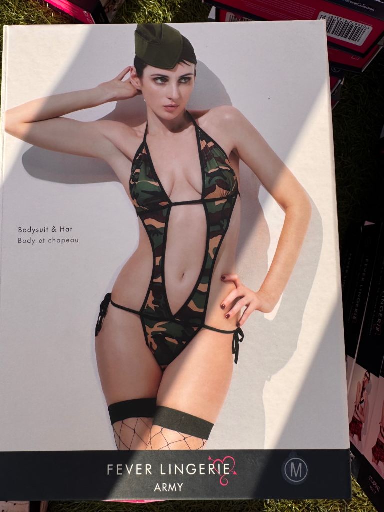 Fever Lingerie Army Bodysuit & Hat - Brand New