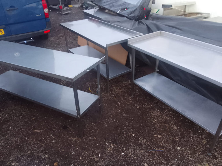Catering equipment commercial Stainless steel tables sinks racking shelving restaurant kitchen items