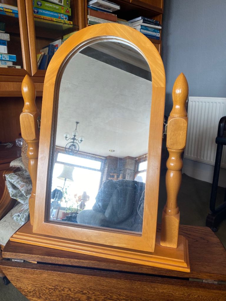 Wooden Arch Top Dressing Table Mirror – Good Condition