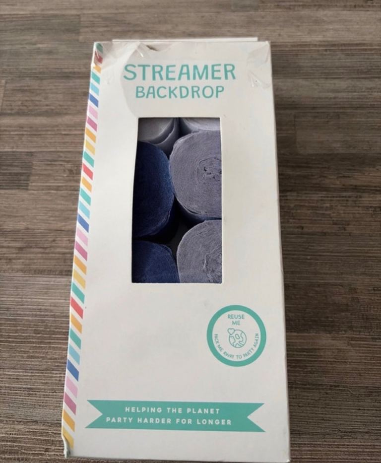 Party steamer backdrop new but opened the box and never used