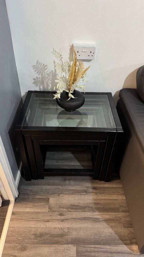 3 set Glass Black Nesting Tables - ONLY £30!