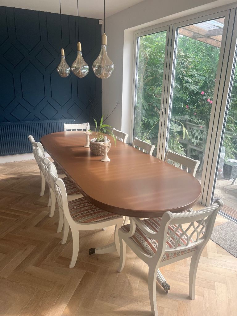 Large Wooden Dining Table with 8 Chairs