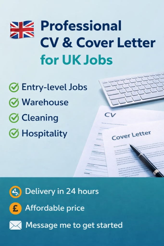 Professional CV & Cover Letter for UK Jobs – Fast & Affordable