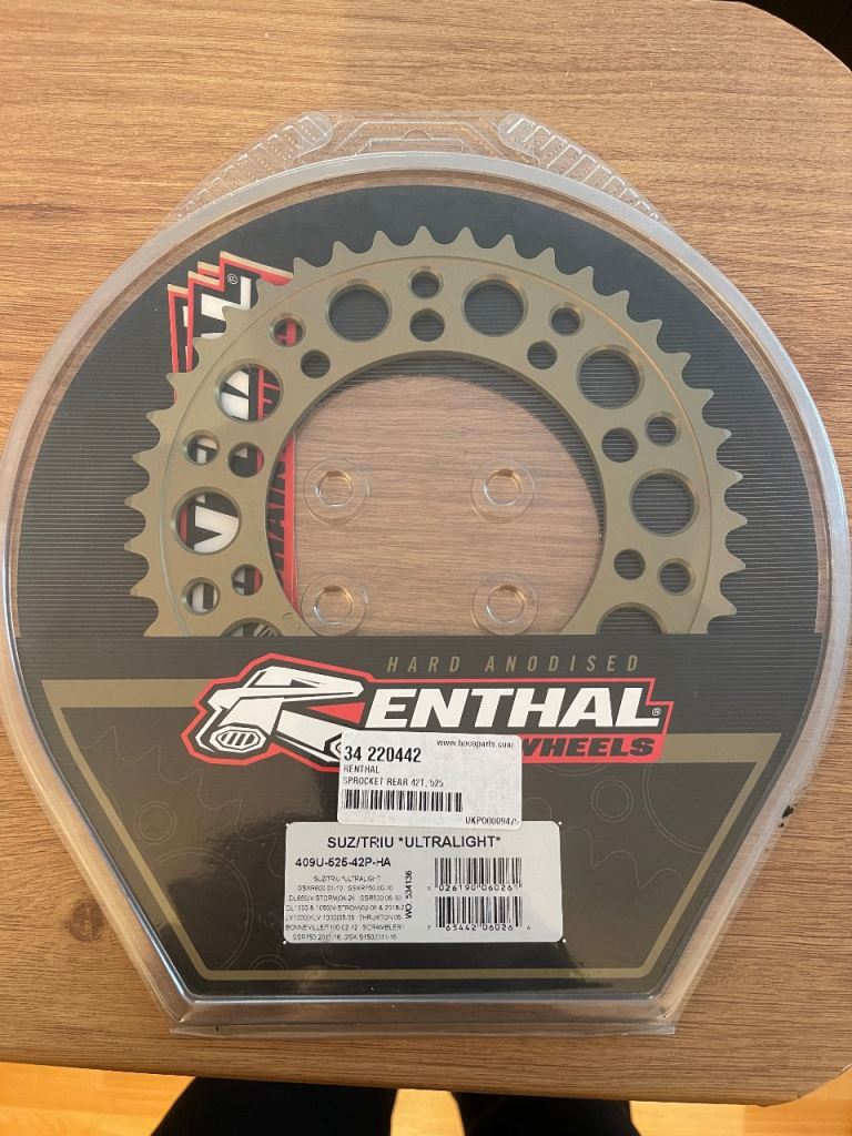 Renthal rear sprocket for Suzuki/Triumph.