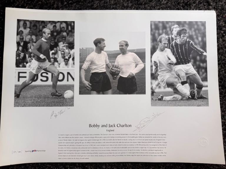 Limited Edition Signed Football Print – Bobby and Jack Charlton