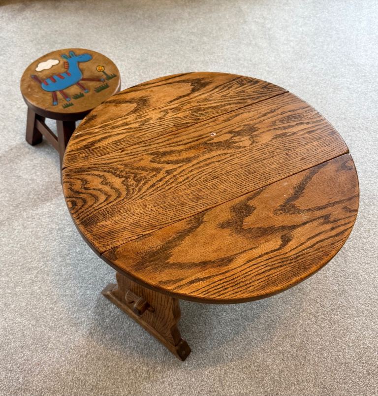 Lovely Wooden Drop Leaf Children's Table – Good Condition
