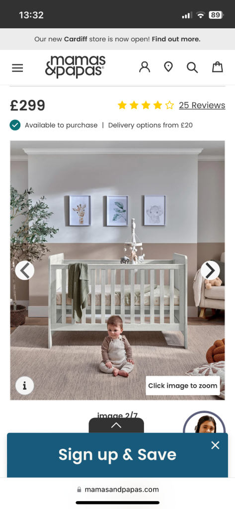 Cot Bed and Mattress