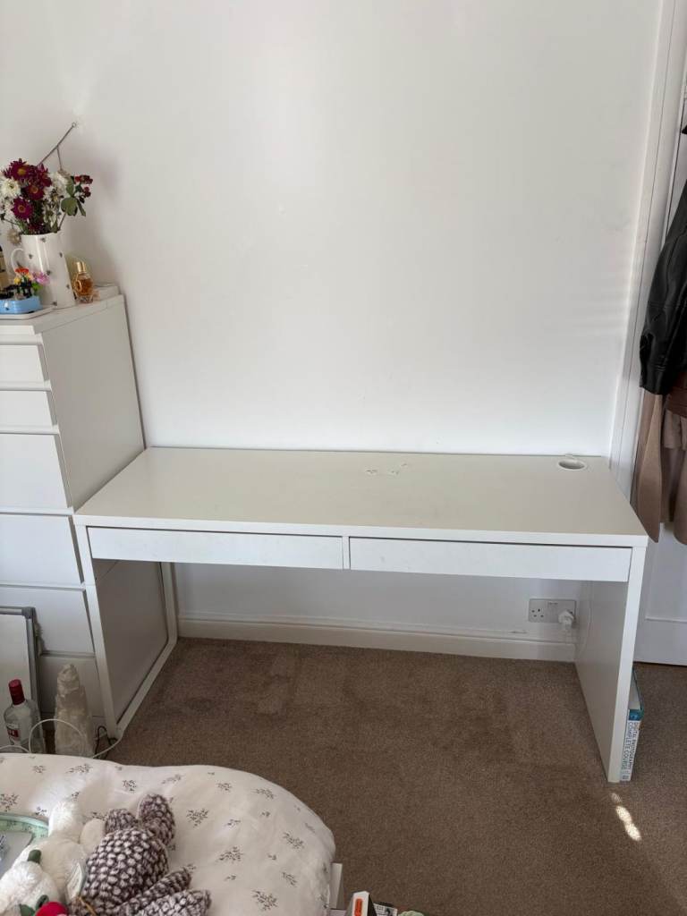White ikea double art desk 