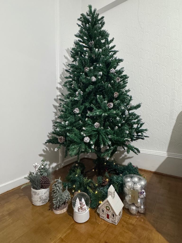 Artificial Christmas Tree with Pinecones and decorations