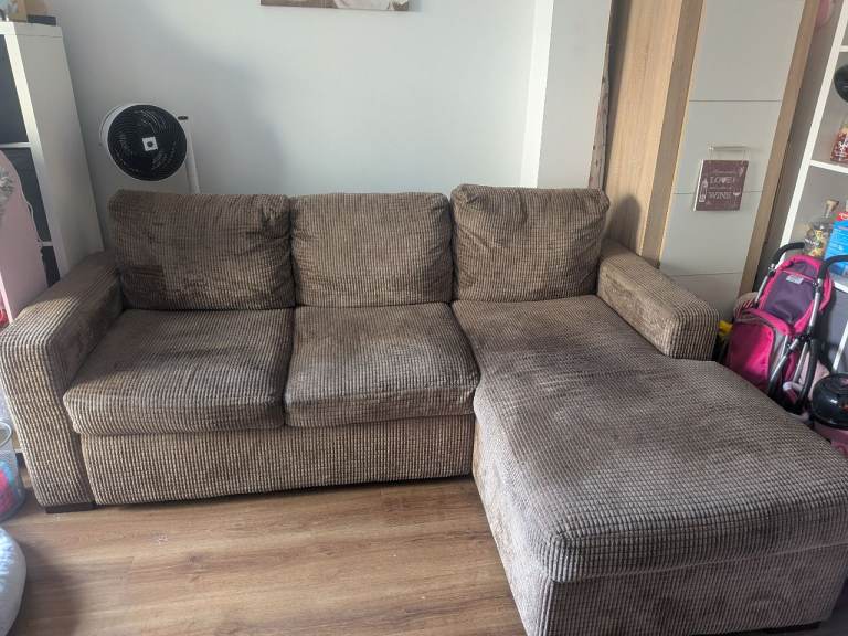 Brown material sofa bed 