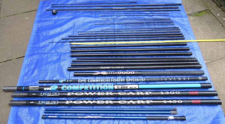 Various fishing pole sections.
