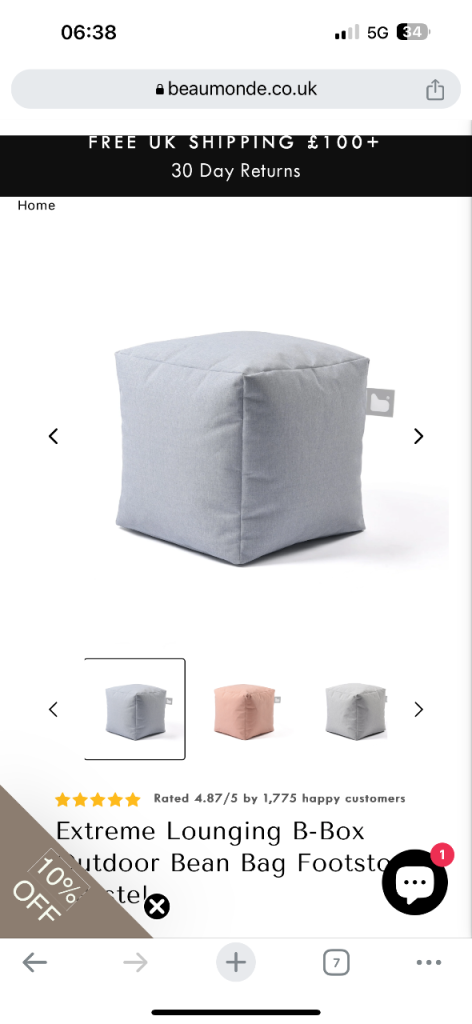 B-Box - Outdoor Bean Bag Footstool - light grey